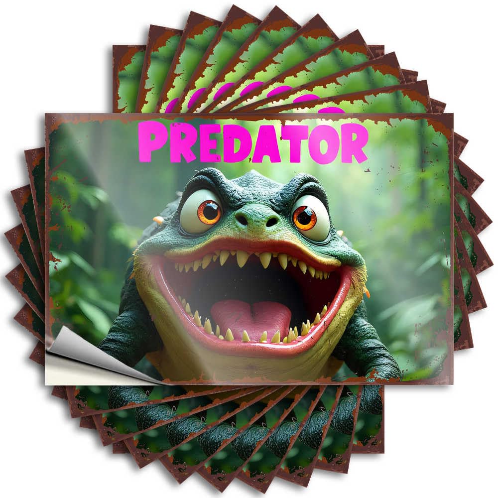 Unique Sand Funny Sticker - Predator: The Laughing Lizard of The Jungle Hard Waterproof Vinyl Sticker(6X9CM)