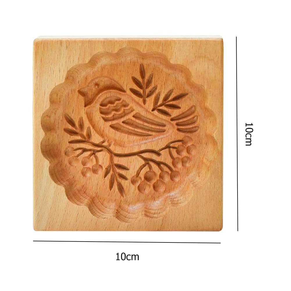 Keksausstecher, Hölzerne Plätzchenformen, Kekse, hölzerner Tiervogel-Ausstecher, drücken Sie 3D-Kuchenprägungs-Backform-Werkzeuge, Lebkuchen-Keks-Stempel-Backen