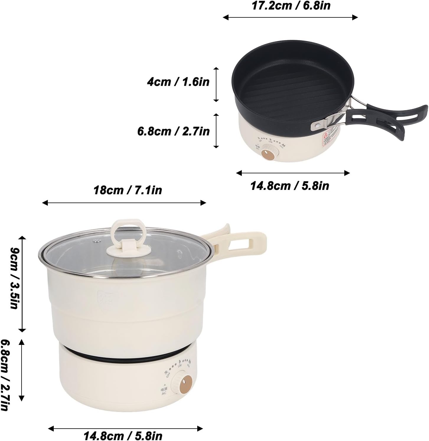 Fockety Electric Cooker components including pot, heating base, lid, power cord, and spatula.