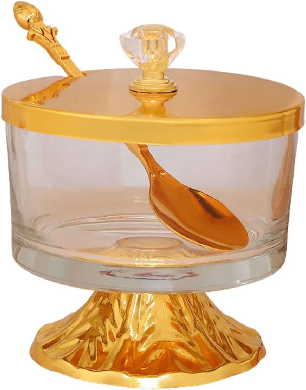 SBZIOJHDR ceramic tea jar, Glass Storage Jars - European Sugar Jar With Lid And Spoon, Home Kitchen For Spice Snacks Candy Cookies Seasoning-mirror-10 * 10 8cm(Mirror)
