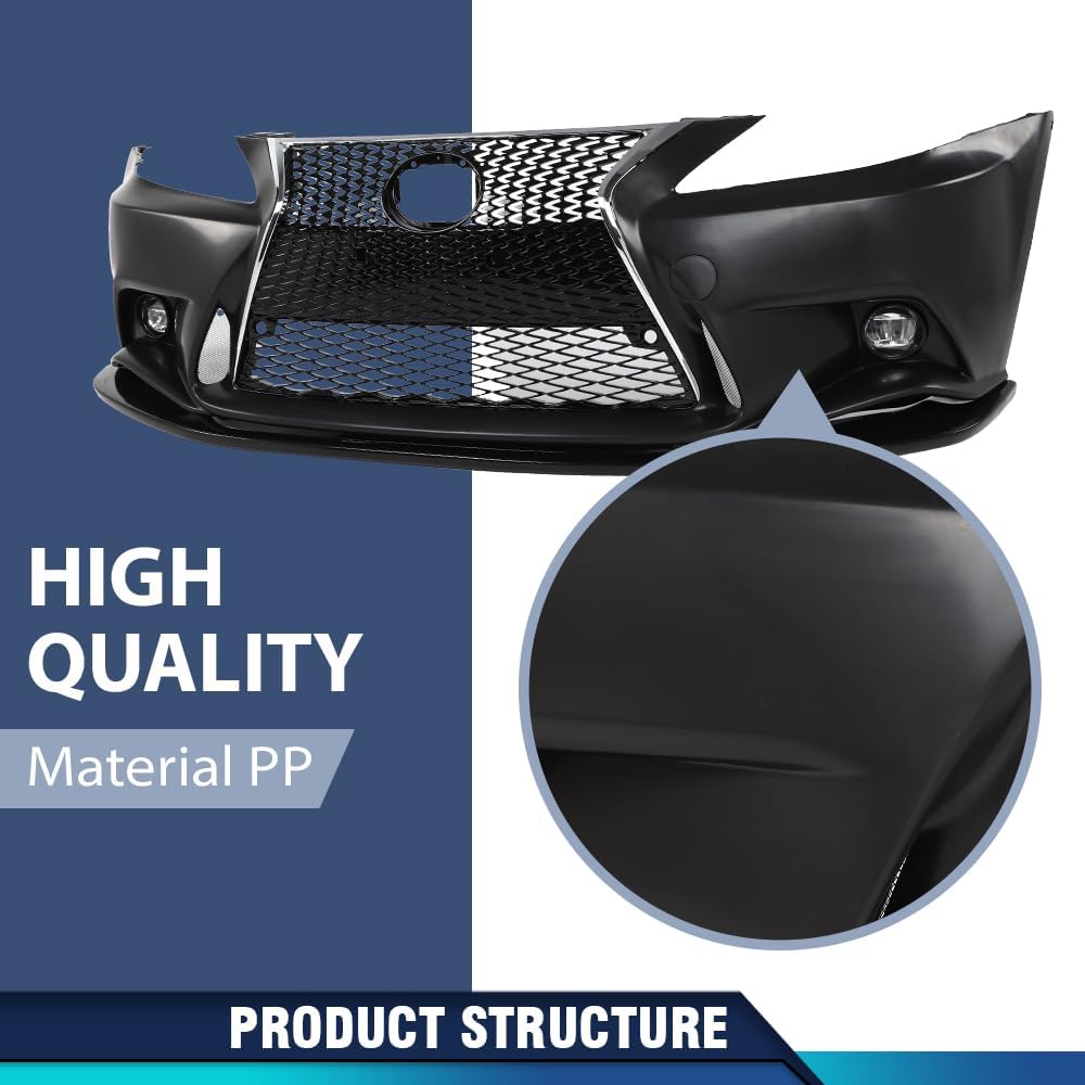 PIT66 Front Bumper Set, Compatible with 2006 2007 2008 2009 2010 2011 2012 2013 LX IS IS250 IS350 to 14+ F-Sport Front Bumper Kit & Front Lip & License Plate