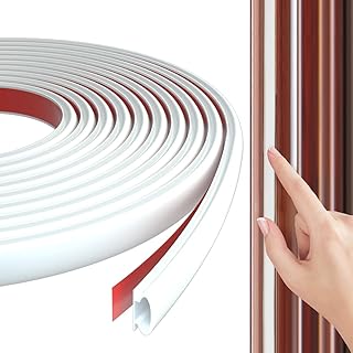 19.6 ft Rubber Door Weather Stripping Door Seal Strip for Doors & Windows,Self-Adhesive Door Insulation Weather Strip,Soundproof Door Sealers for Door Frame Gap Blocker(White)