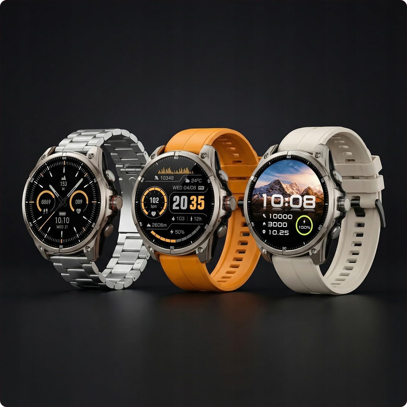Smartwatch Męski GPS AMOLED Wodoodporny 5ATM Polskie Menu Rozmowy 3 PASKI