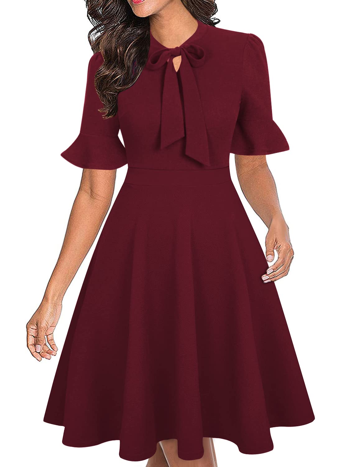 Women Summer Floral Ruffle Sleeve Wear to Work Church Wedding Guest Party Dresses