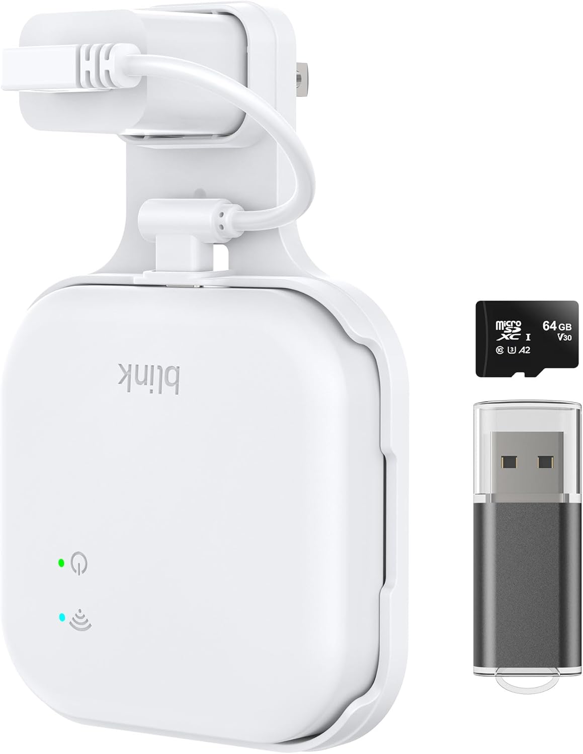 HomeMount 64GB Micro SD Card Outlet Wall Mount for Blink Sync Module XR with Short Cable, Save Space and Easy Move Wall Holder Mounting Bracket for Blink Outdoor Indoor Home Security Camera