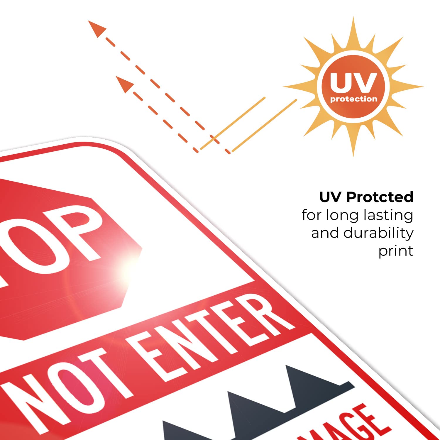 Stop Do Not Enter Severe Tire Damage Will Occur, 12x18 Inches, Rust Free .063 Aluminum, Fade Resistant, Made in USA