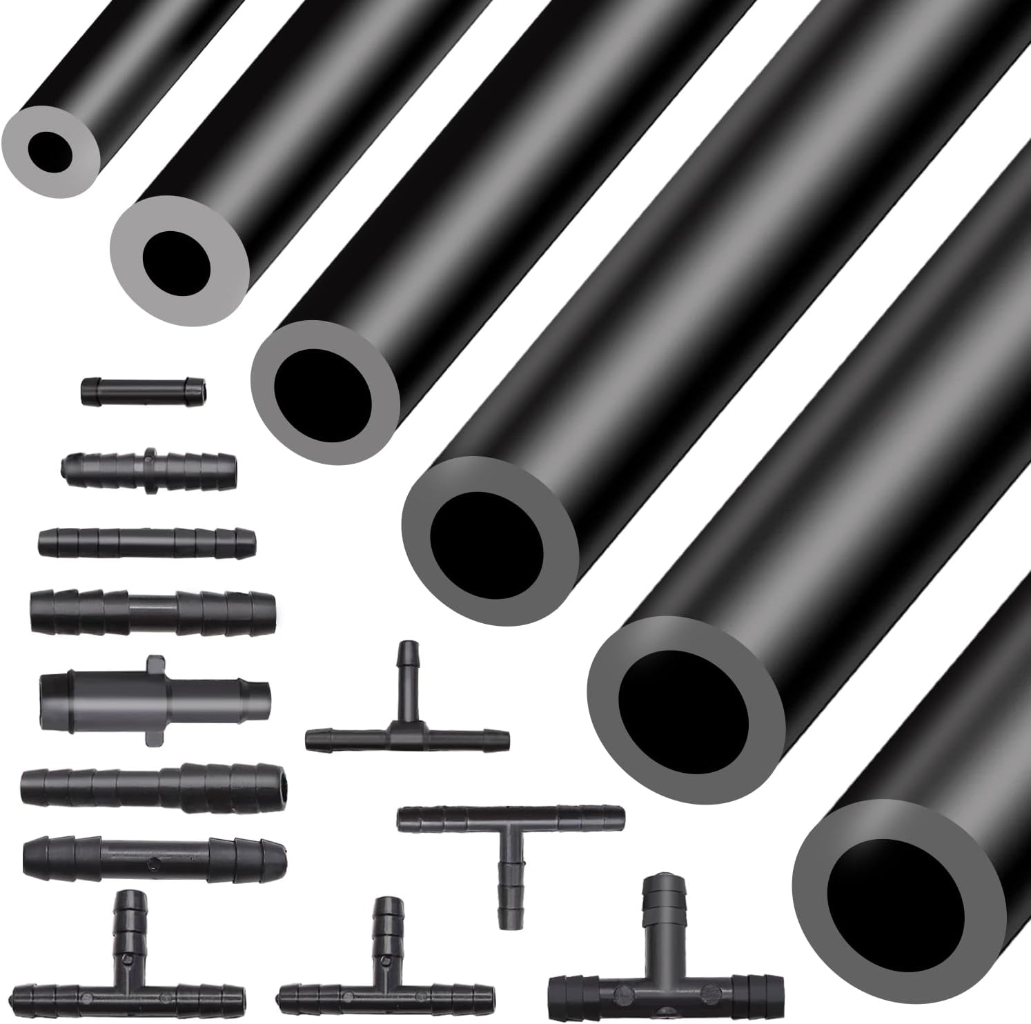 Tnisesm Silicone Vacuum Tubing Hose 130PSI 6.6 FT With 12 Sizes 128PCS Vacuum Connector, 1/8" 5/32" 3/16" 1/4" 5/16" 3/8"ID High Performance Automotive Silicone Vacuum Tubing Hose line Kit