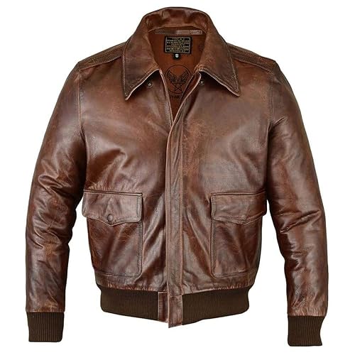Men's Air Force A-2 Leather Flight Bomber Jacket (Regular and Big & Tall)