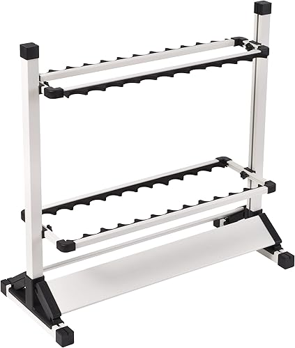 JOYWAVE Soportes para caña de pescar, soportes de caña de pescar de aluminio, estante portátil para caña de pescar, soporta hasta 24 cañas, ruedas