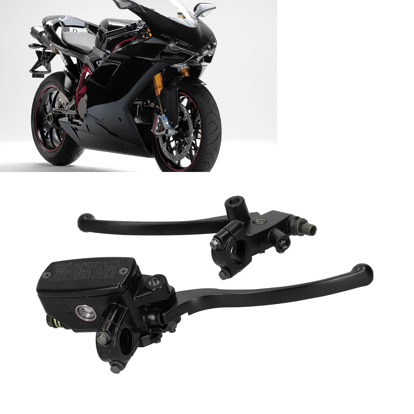 Yctze Motorrad Hydraulische Bremskupplungshebel Ein Paar Links Rechts 22mm Universal Schwarz CNC Aluminiumlegierung Hydraulischer Bremshebel Bremskupplungszylinder