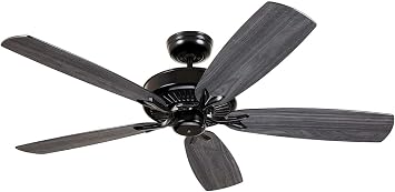 Luminance Kathy Ireland Home Premium Select Eco 58in Ceiling Fan with Wall Control | Semi Flush Mount Fixture with 6-Speed Motor | Barbeque Black with Black Veneer Blades, Meduim Size, CF4802BQ-G60BK