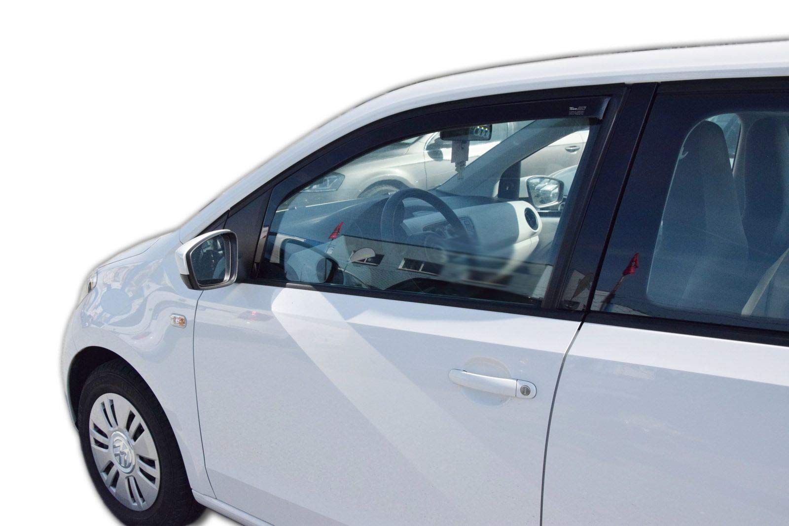J&J AUTOMOTIVE Deflettori d'Aria per Volkswagen Up! 5-Porte Berlina Dal 2012, Set da 2 Pezzi, Nero Fumé Oscurato Heko