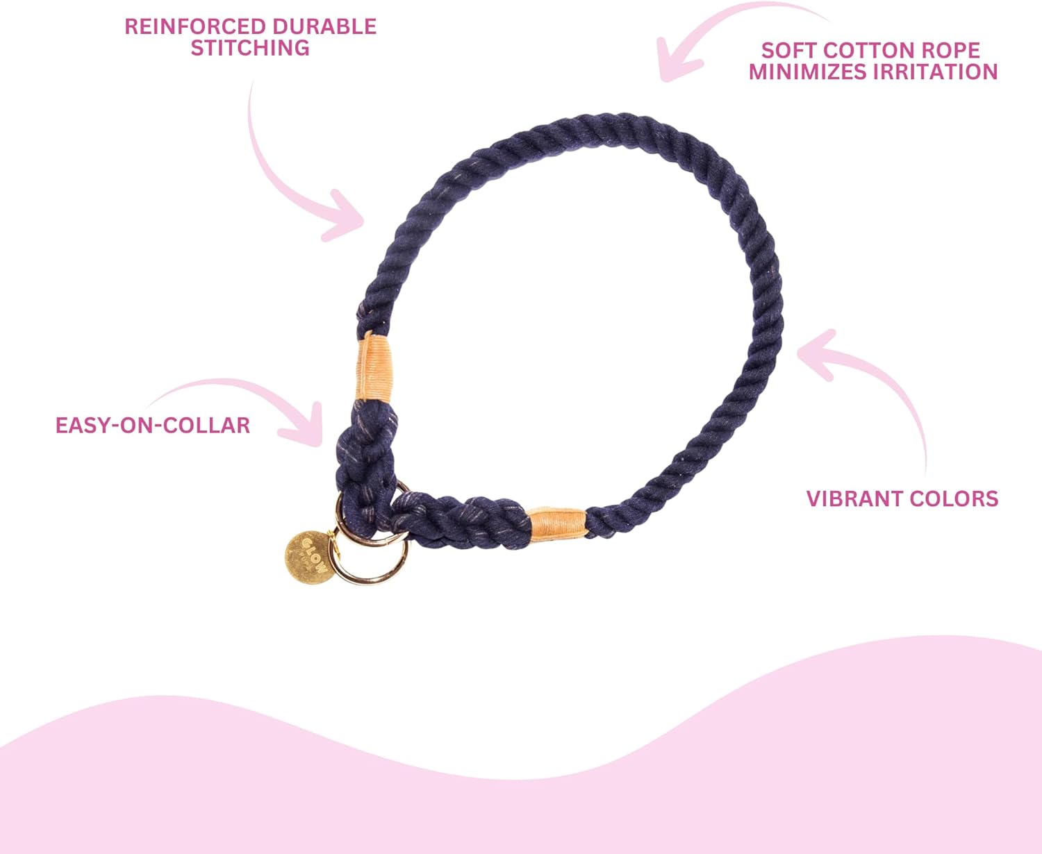 Handmade Ombre Rope Slip Dog Collar for Medium and Large Dogs (Navy Blue, Large) Large Navy Blue