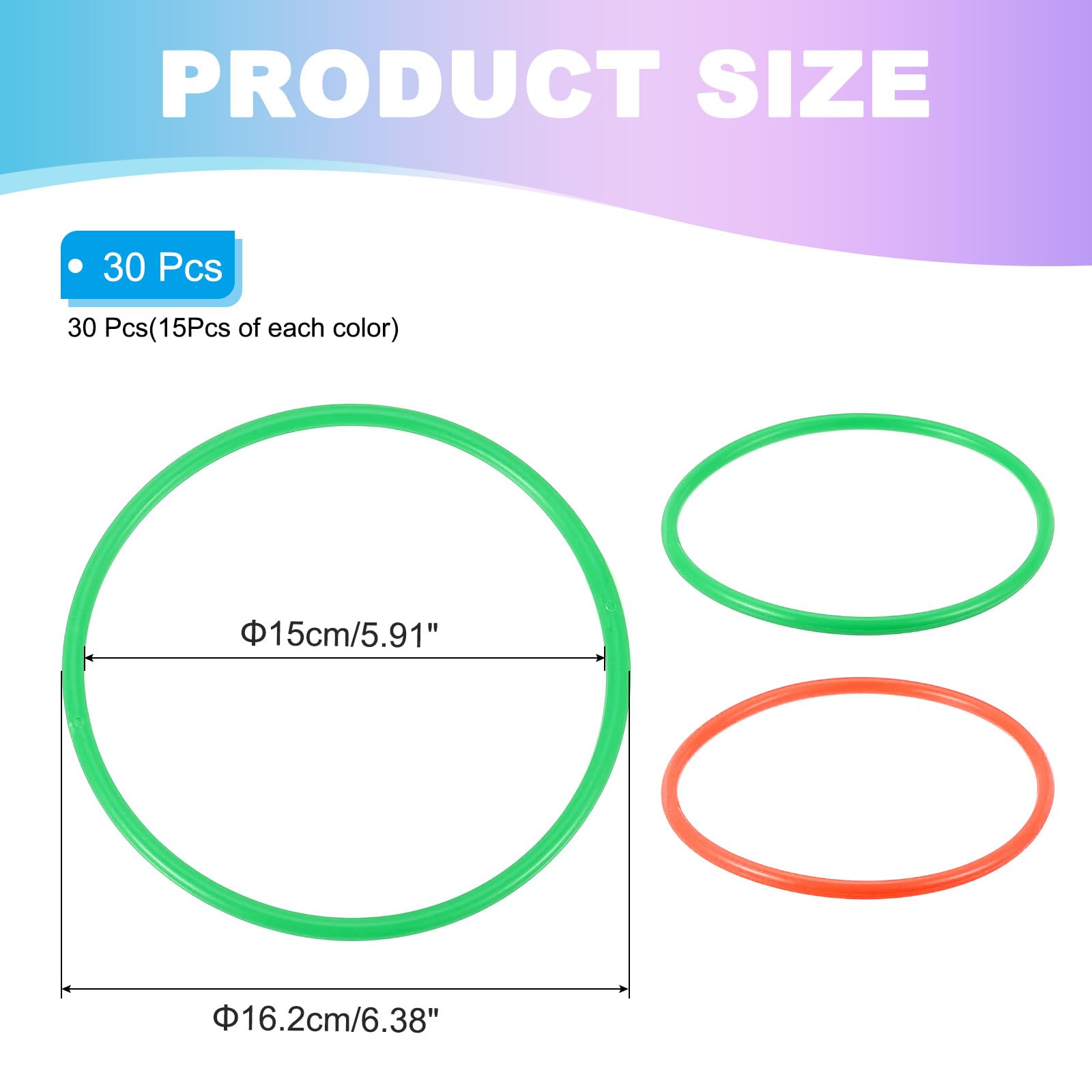 PATIKIL 6" Plastic Ring-Toss Rings for Bottles 30 Pack Carnival Rings Plastic Hoops for Speed and Agility Practice Outdoor Party Favor - Image 2