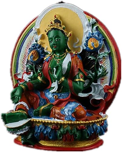 Miniatura 3 de Green Tara Buddha,Figura budista pequeña tántrica,Mango de resina hecho a mano plateado figura tibetana