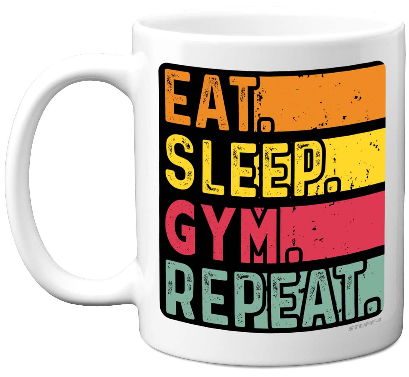 Stuff4 Birthday Mug Gifts for Men Women Him Her - Eat, Sleep, Gym, Repeat - Funny Happy Birthday Present Gift for Workout Fitness Lovers, 11oz Ceramic Dishwasher Safe Premium Mugs