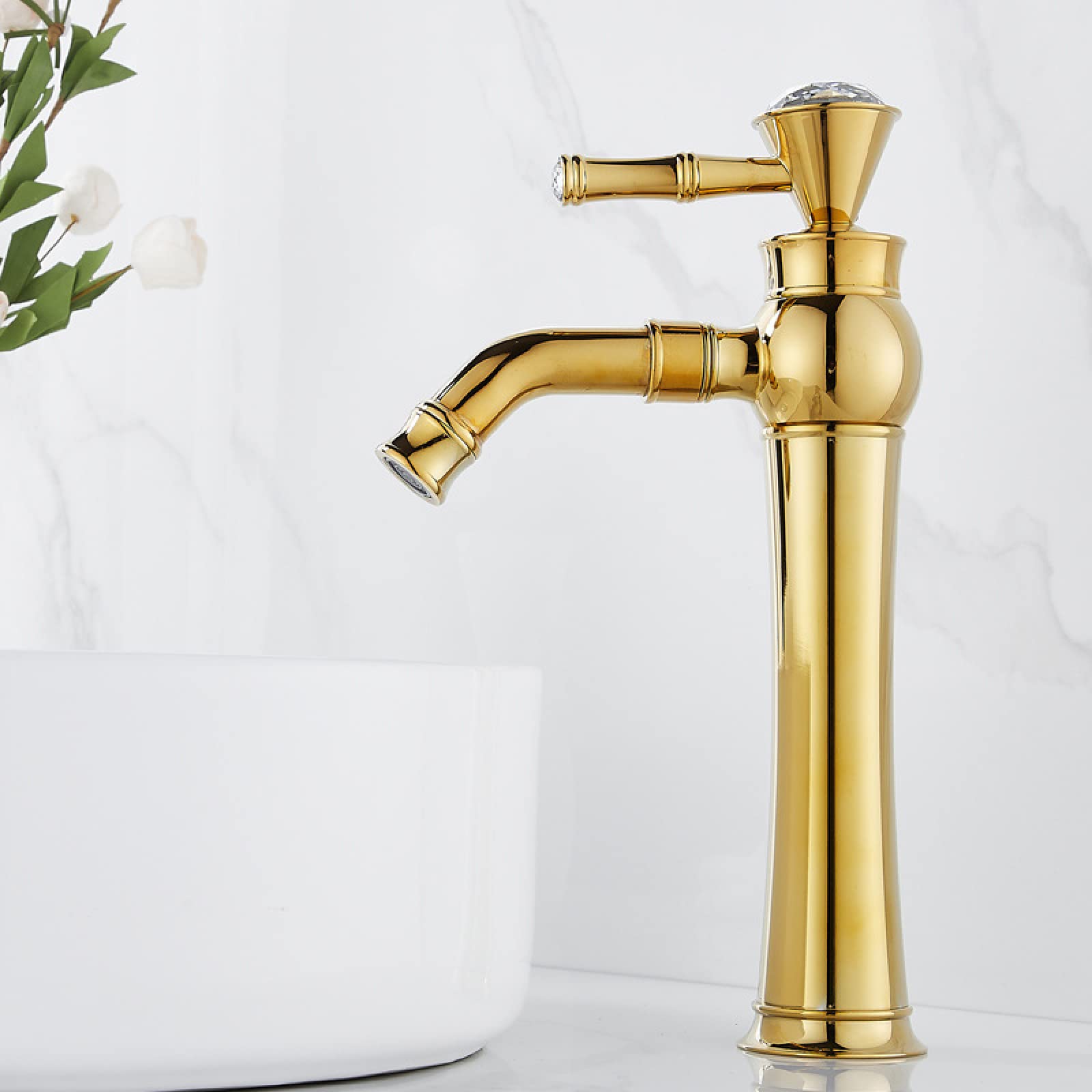 ZYCHSJXA Antique Brass Gold, 360 Degree Swivel Spout Hole Single Handle Bathroom Sink Faucet, High Vintage faucets(Short)
