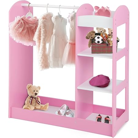 Appendiabiti Per Bambini Relaxdays – Stand Autoportante Con Scomparto, Legno Di Pino E MDF, Bianco/Grigio