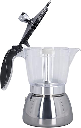 Miniatura 3 de Cafetera para estufa, cafetera de 6 tazas de acero inoxidable con cuerpo visible transparente, para café cubano, capuchino latte