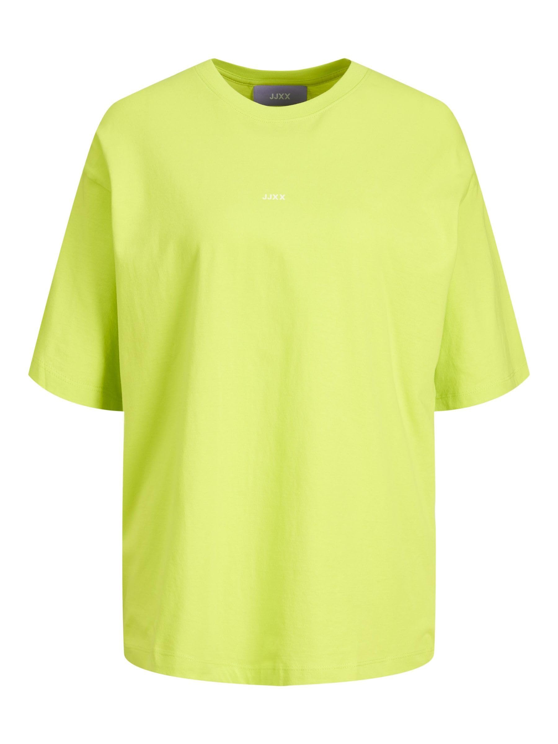 JJXX Women's Jxandrea SS Loose Every Logo Tee Noos T-Shirt, Lime Punch/Print: Lime Cream JJXX Logo, S