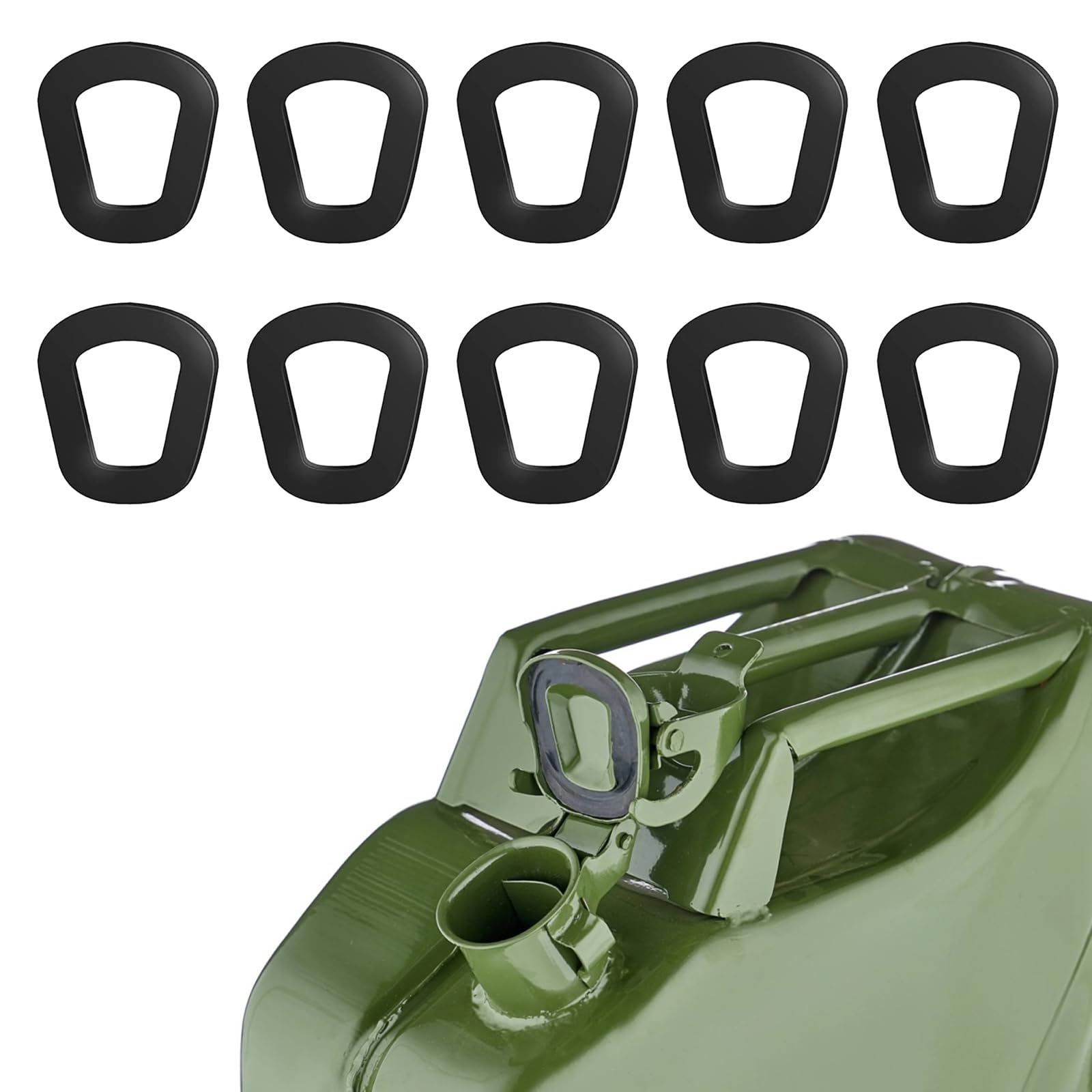 Yeqqzq Black 10 Pcs Replacement Jerry Can Gaskets, Universal Jerry Can Seal, Gas Fuel Can Spout Gaskets For 5L 10L 20L Nato Fuel Cans