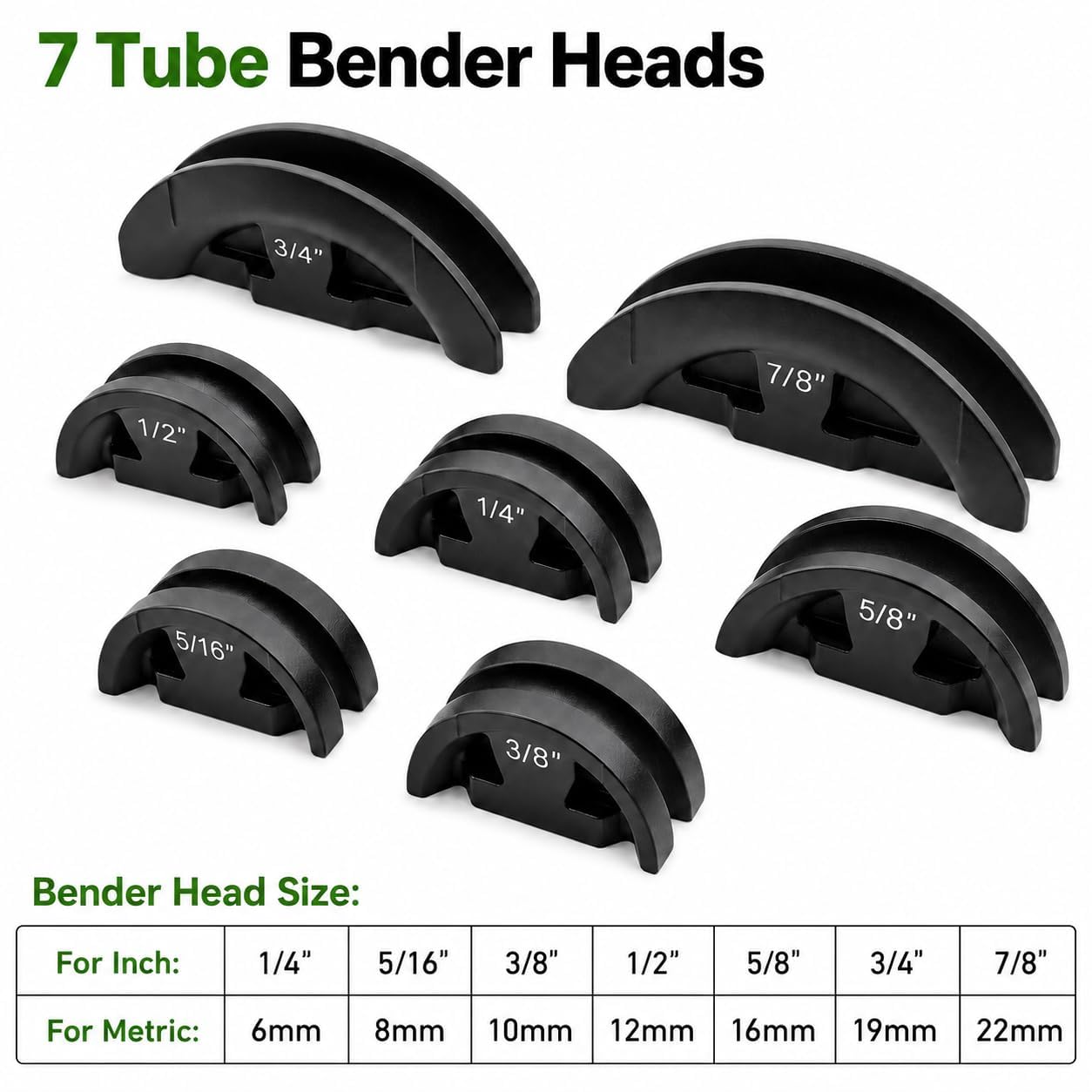 Kit de doblador de tubos hidráulicos de 1/4-7/8 pulgadas con 7 troqueles