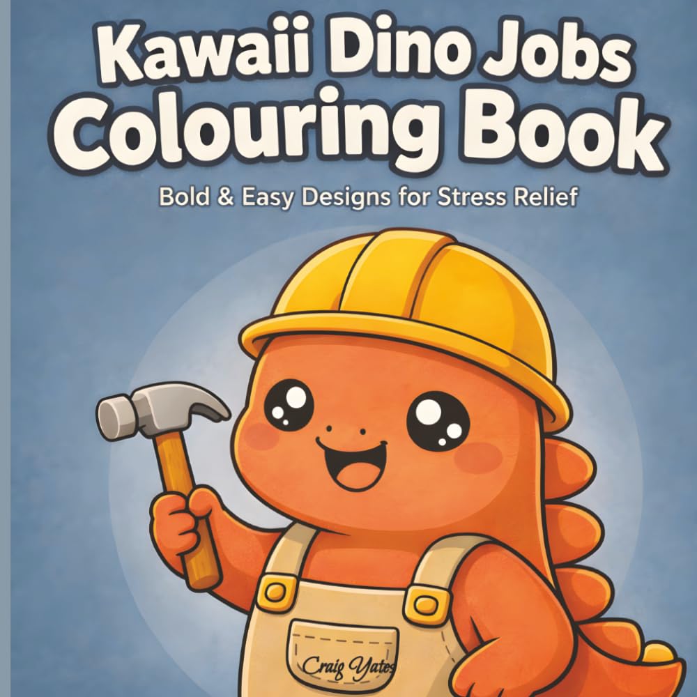 Kawaii Dino Jobs Colouring Book: Bold & Easy Cute Dinosaur Designs for Relaxation & Stress Relief (Kawaii Colouring Collection)