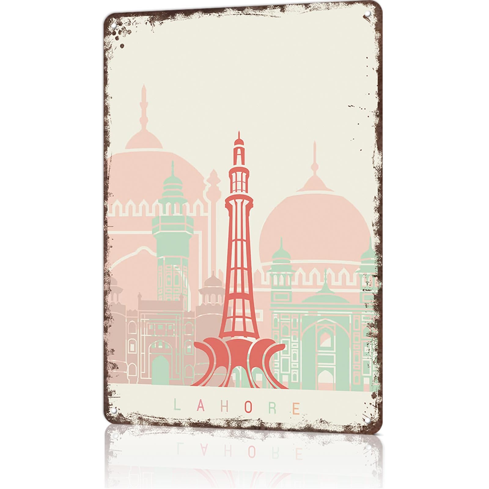 KWQDOZF Funny Signs Posters Lahore skyline poster Wall Art Sign for Bedroom Dorm Home Garage Bar Decor 8X12inch