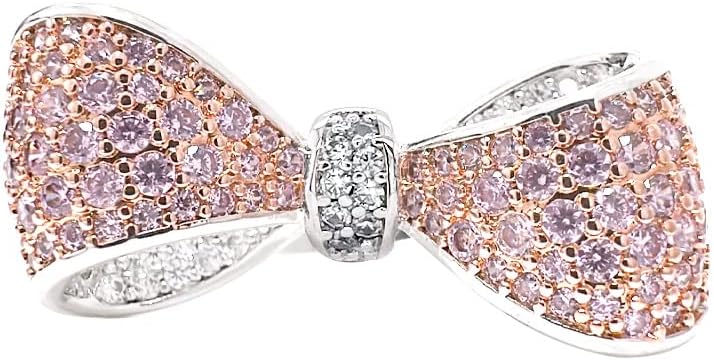 LAVINA Ribbon Bow CZ Ring Cocktail Ring For Women Brides Wedding Proms Holiday Birthday
