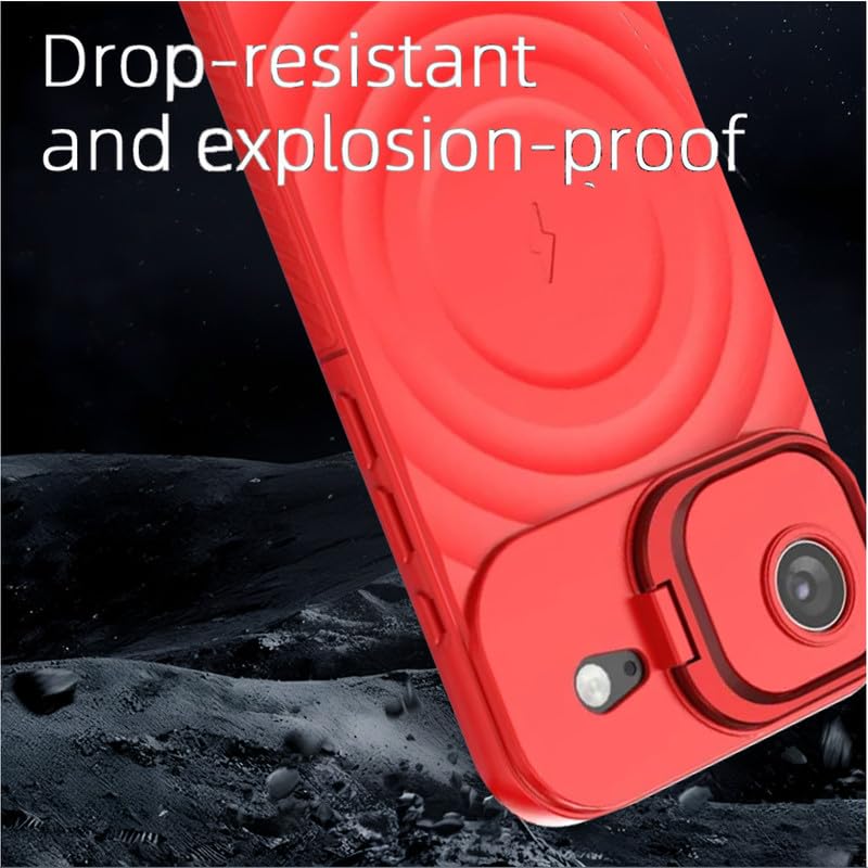 Image of LuxuryKase Shockproof Case for iPhone Air | Ripple Pattern | Camera Protection | Inner Velvet Fabric Lining | Protective Cover with Enhanced Grip & Wireless Charging Support - Red