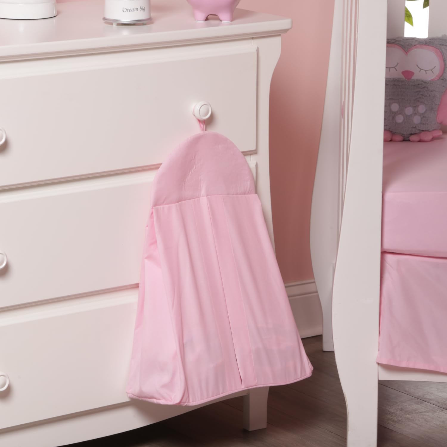 Hanging Nursery Diaper Storage Organizer Portable Foldable Diaper Caddy Stacker, Machine Washable and Roomy Space - Pink Diaper Stacker-image-26