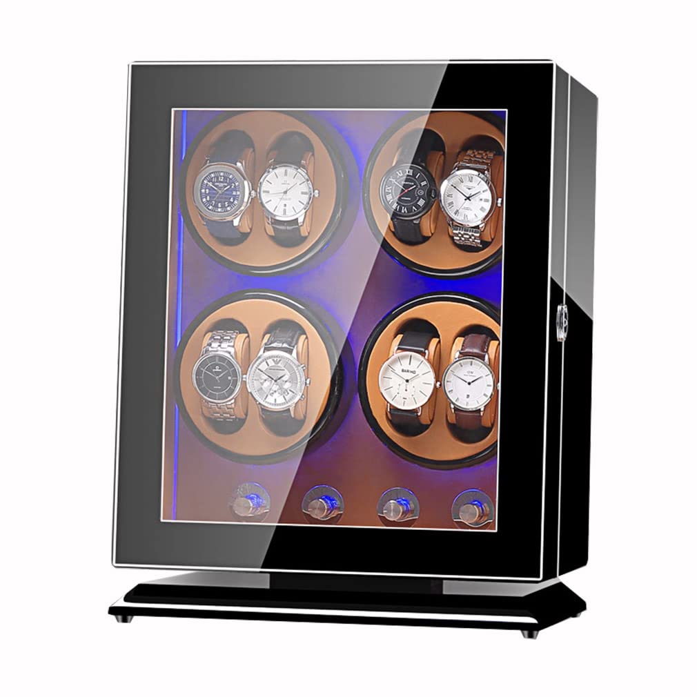 Organizador de caja de reloj de lujo para hombres y mujeres: vitrina de cuerda para reloj 4+6 con almohadas flexibles y modo de control de 5 velocidades Beauty Comes