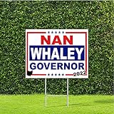 DesignThatSign Nan Whaley Ohio Governor Race 2022 Red White & Blue Yard Sign with Metal H Stake