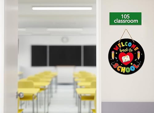 Miniatura 3 de WaaHome Letrero de bienvenida para decoración de puerta de aula, 11.3 pulgadas, gancho de bienvenida de regreso a la escuela para aula, decoración