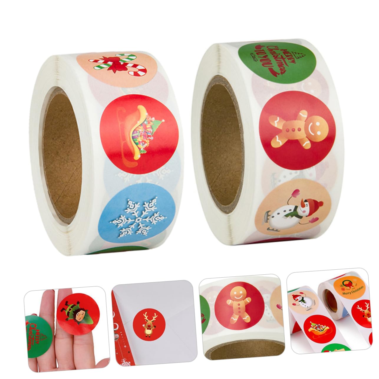 Amosfun 6rollen Dekorative Geschenketiketten Selbstklebende Weihnachtsaufkleber Für Pro Für Feste Und Anlässe Weihnachtsdekoration