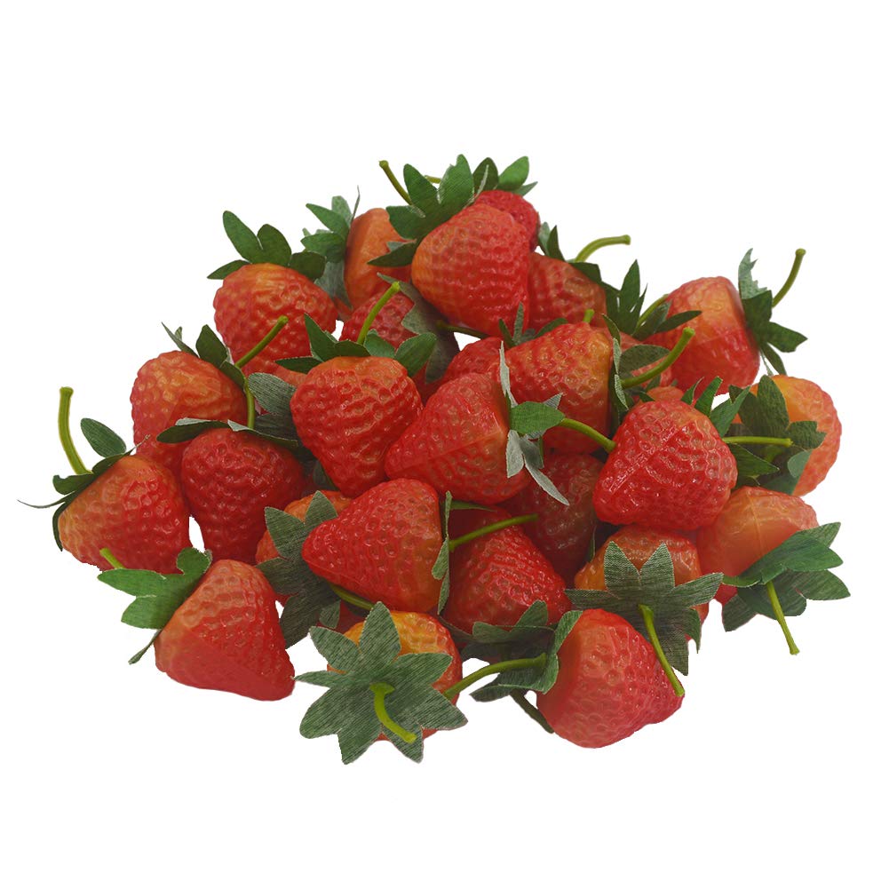 SCF2017 50PCS Artificial Plastic Strawberry Mini Fake Fruit Party Kitchen Christmas Decor A