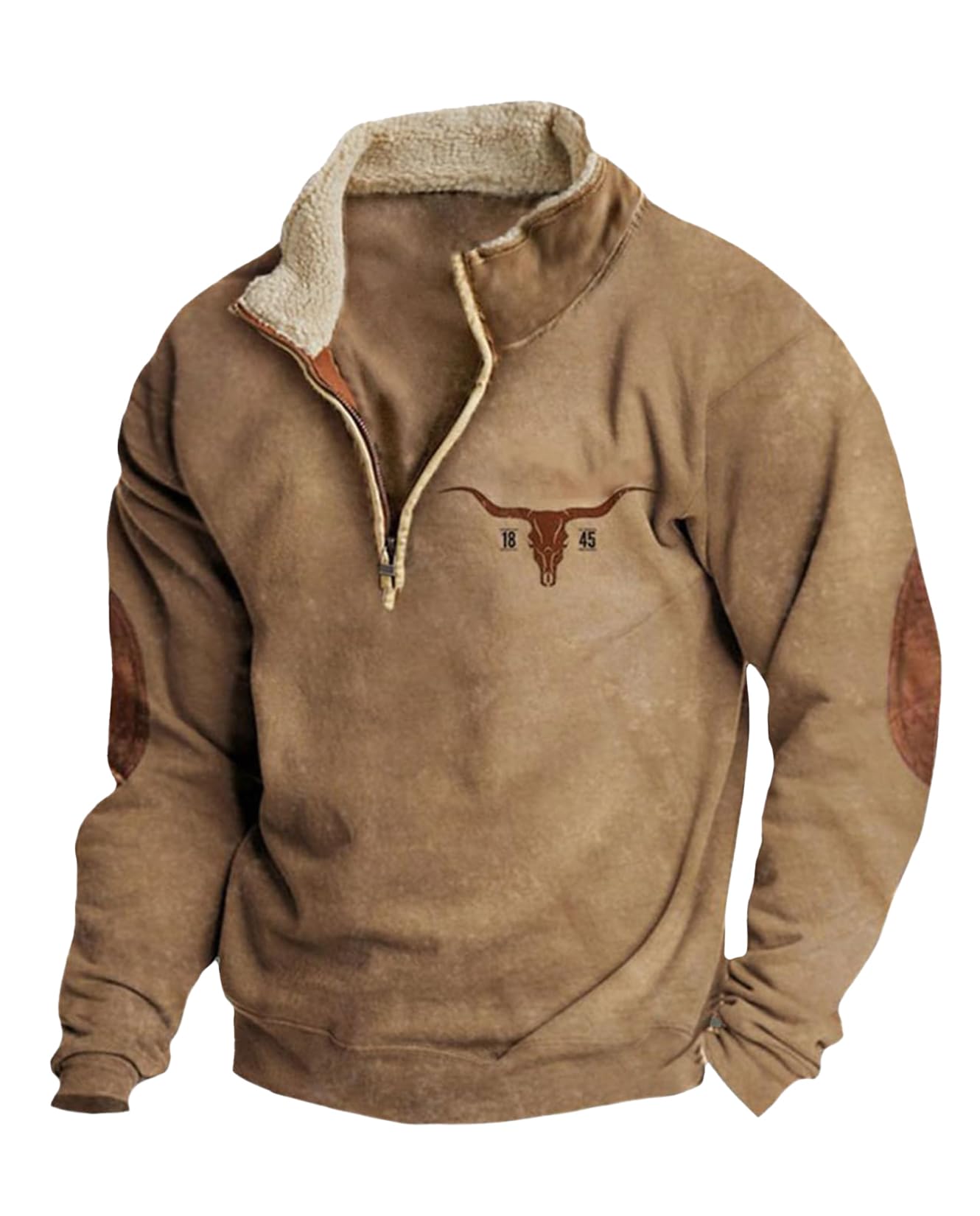 Western Sweatshirts for Men Aztec Retro Pullover Quarter Zip Sweatshirt Mens Stitching Color Fleece Sweatshirt