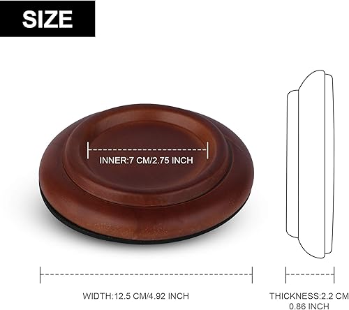 Vista 2 de Paquete de 3 moldes de madera dura para piano de cola, almohadillas antideslizantes y antiruido, (marrón)