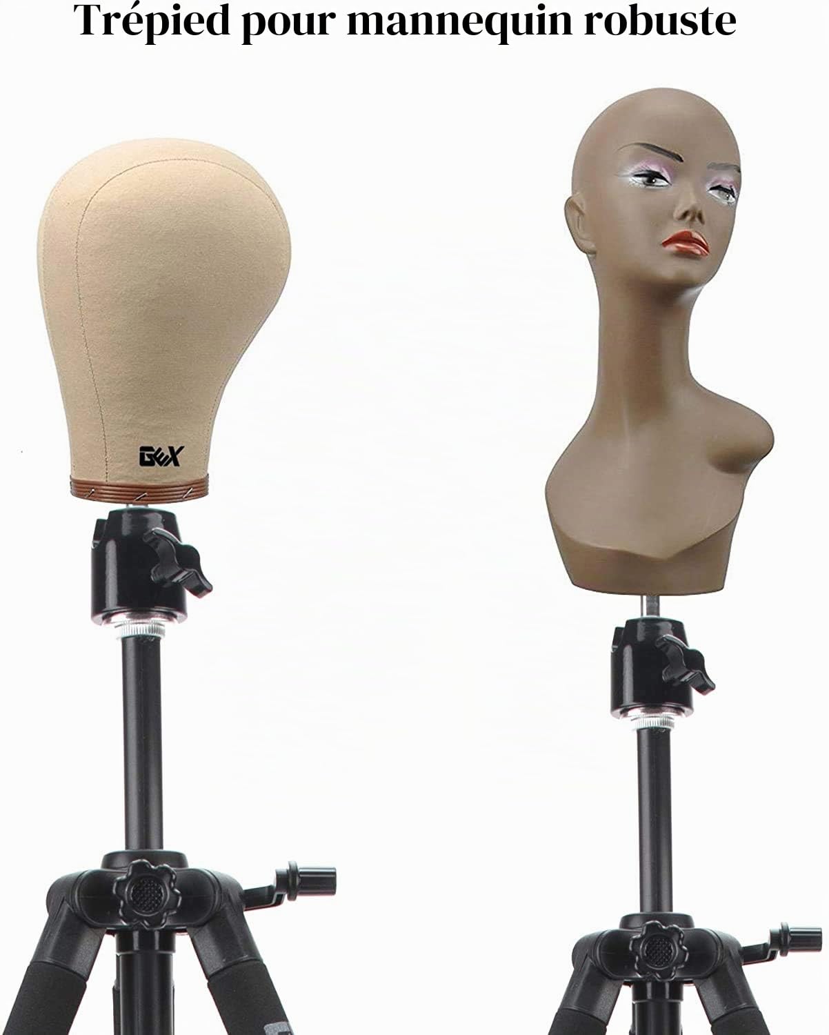 Trepied Tête à Coiffer, réglable Trépied de Tête de Perruque, Taille Ajustable de 60-135cm avec Sac de Transport Idéal pour Créer des Coiffures et l'Affichage