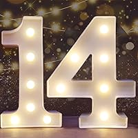 Vista 18 de Pooqla Números iluminados de 2.4 pies, números de marquesina de 2.4 pies de alto, decoración de fiesta para ella y él, cartel grande de mosaico