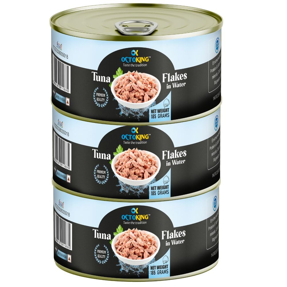 Octoking Canned Tuna Flakes Water, 185g Pack of 3 (B0D98M8M35) Amazon Price History, Amazon Price Tracker
