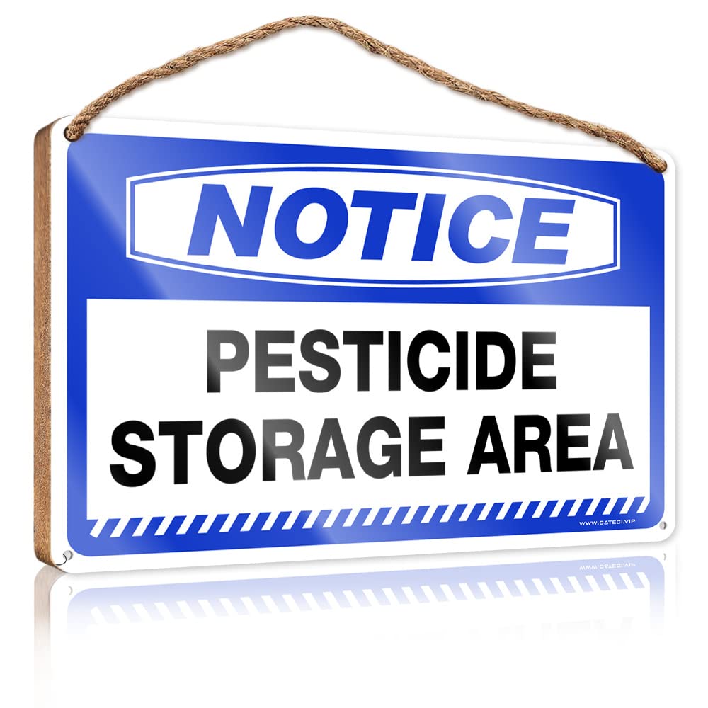DTHA Wooden Hanging Sign Notice Pesticide Storage Area Wooden Sign Wall Hanging Decor Men Patio Bar Accessories(23X35CM)