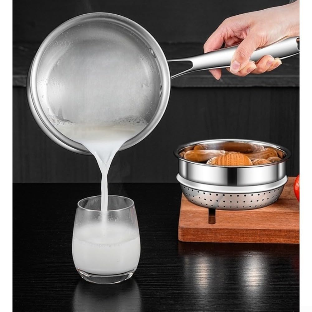 Pentola piccola in acciaio inox 304 sicuro per il latte per riscaldare zuppa a fuoco lento e preparare alimenti per bambini funziona su stufe a gas a induzione in ceramica