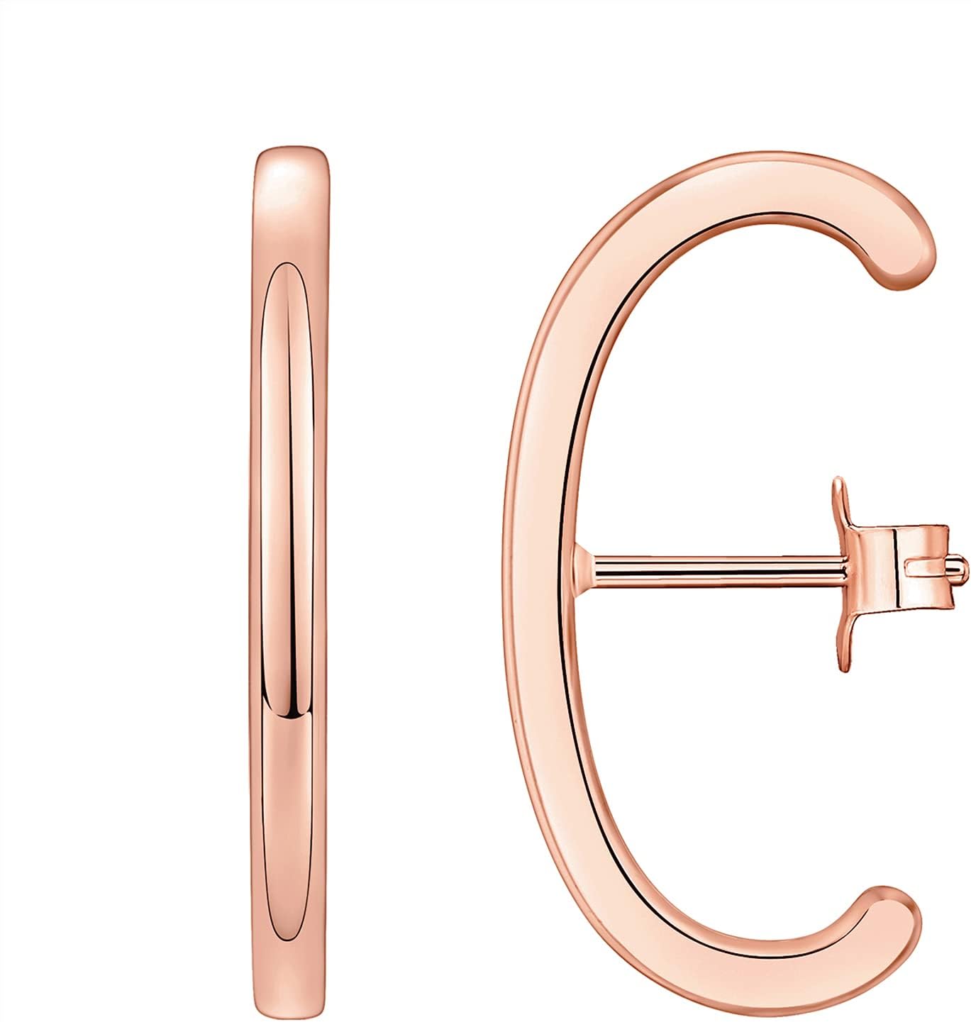 PAVOI 14K Gold Plated 925 Sterling Silver Post Minimalist Suspender Ear Cuff Earrings for Women | Wrap Earlobe Studs