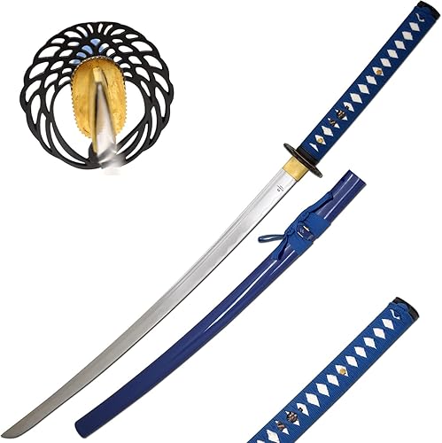 Miniatura 4 de Snake Eye Tactical Espada afilada samurái hecha a mano clásica espada pesada de arte marcial real Negro -,Azul