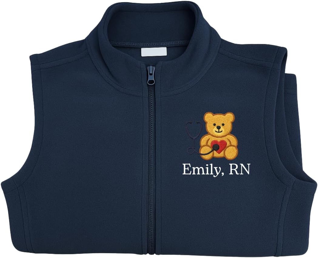Custom Embroidered Medical Fleece Vest, Nursing Uniform, Medical Scrub Vest, Jacket Gift for Nurse RN BSN 17