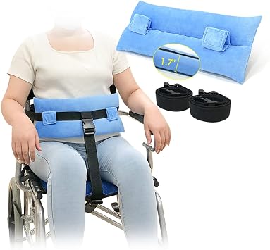 Wheelchair Seat Belt Safety Straps Elderly Wheelchair Chest Harness Adult Medical Hospital Restraints Chair Seat Belt to Prevent Sliding for Patients, Seniors 2 in 1 - Blue