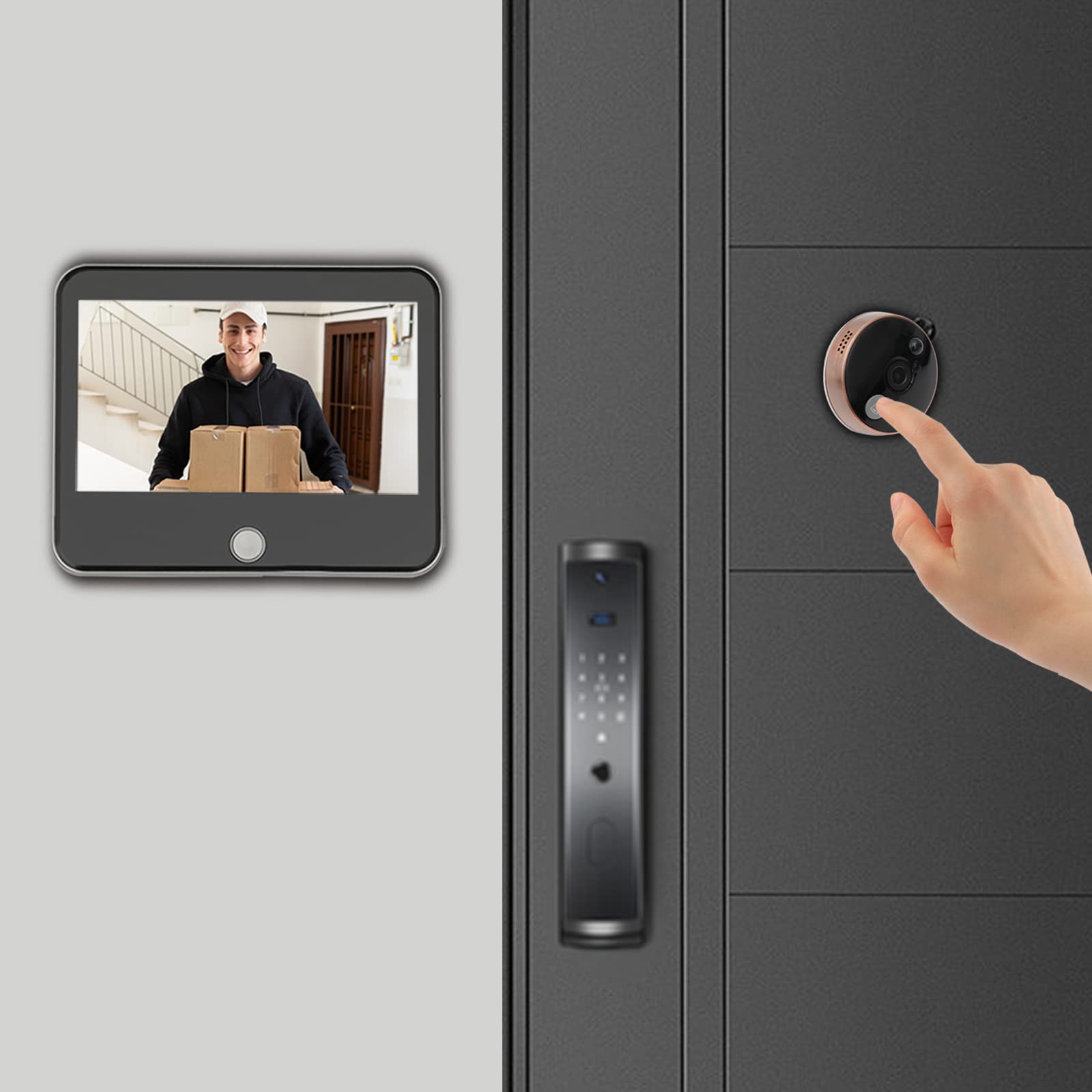 Timbre inalámbrico con cámara de timbre conectado, videoportero inalámbrico exterior, timbre inalámbrico exterior impermeable con cámara ángulo de visión amplio de 140°, adecuado para familias,