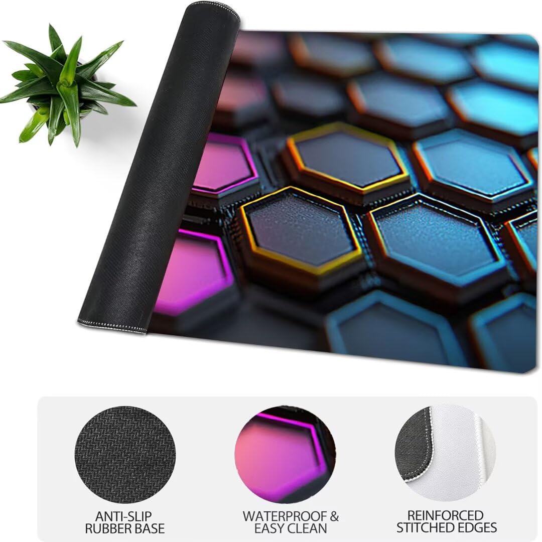 Nowoczesna podkładka pod mysz do gier XXL z krajobrazem, mata na biurko XXL - 1400 x 600 x 3 mm - pod ręką biurko, mysz dla graczy antypoślizgowa gumowa podkładka pod mysz zszyte krawędzie, dla graczy