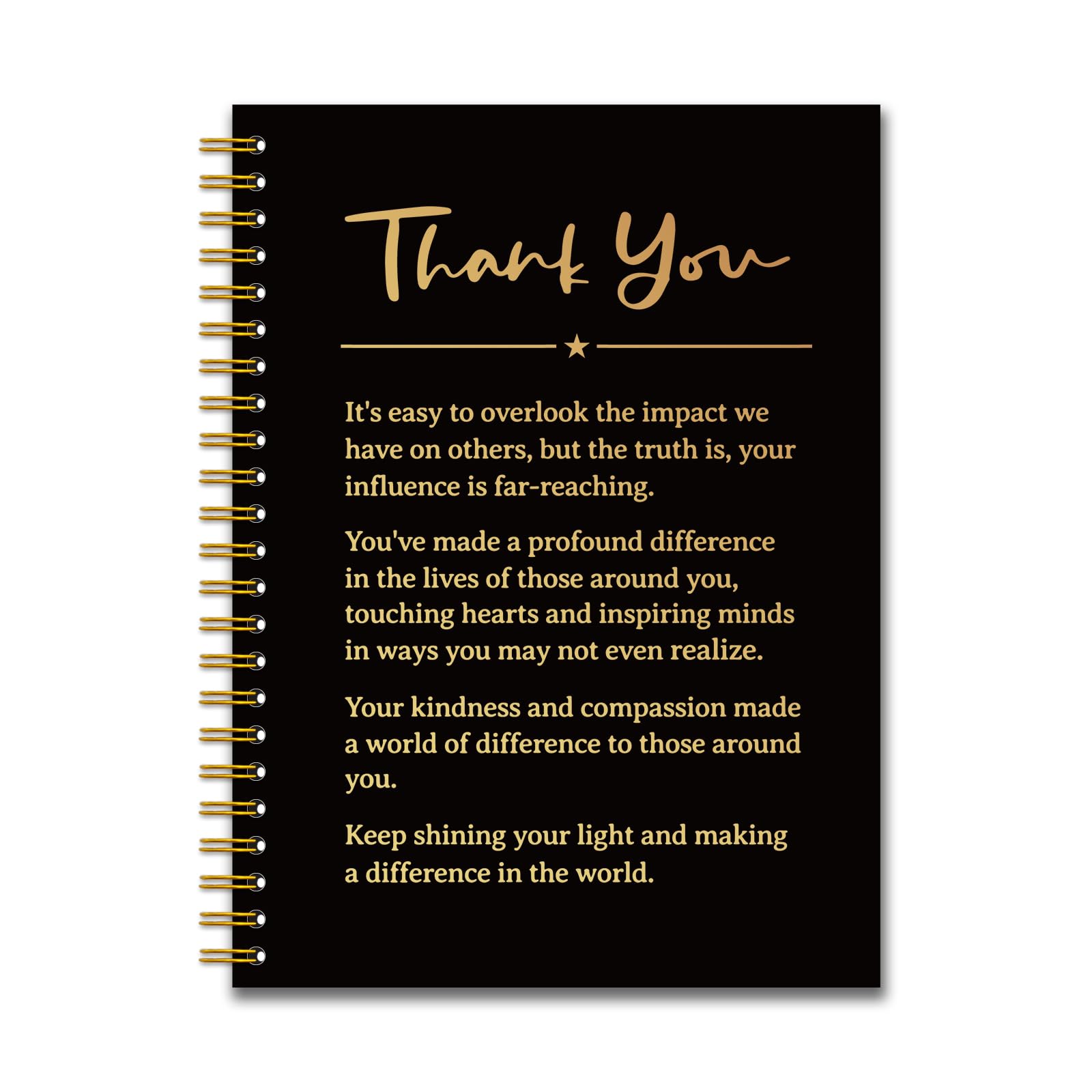 YAZMEEN Thank You Black Gold Spiral Notebook（160 Pages） Thank You Gift Blank Hardcover Notebook Office Encouragement Gift Funny Coworker Appreciation